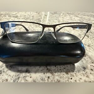 Emporio Armani Black and Silver Men's Glasses